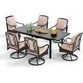 VILLA Outdoor Patio Dining Table and Chairs Set Heavy Duty 9 Piece Outdoor Dining Set for 8-8 Extra Large Patio Swivel Chairs 1 Extendable Rectangular 82 x 37 Patio Metal Table