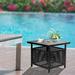 Outdoor Patio Umbrella Side Table Stand Outdoor Bistro Square Steel Table with Umbrella Hole for Deck Garden Pool Backyard Black 1.57 Hole