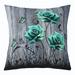 YST Turquoise Rose Cushion Cover Teal Butterfly 16x16 Inch Pillow Cover Rustic Farmhouse Flowers Throw Pillow Cover Valentine S Day Blossom Floral Botanical Pillow Cover Grey