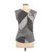 Calvin Klein Sleeveless Top Gray Print V-Neck Tops - Women's Size Medium