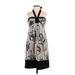 BCBGMAXAZRIA Casual Dress - Mini Halter Sleeveless: Black Print Dresses - Women's Size 0
