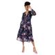 Anaya with Love Women's Midi Dress Ladies Long Sleeves V-Neck Floral Print A-line for Wedding Guest Evening Occasion Party, Navy, 42