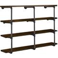 3Pc (42 Tall 12 Deep ) Industrial Wall Mount Iron Pipe Shelf Shelves Shelving Bracket Black DIY Open Bookshelf Storage offcie Room Kitchen (Hardware Only)