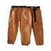 Esaierr Kids Toddler Girls Leather Jogger Pants High Waisted Trendy Baggy Leather Cargo Pants 2-7Y Baby Leather Sweatpants Casual Pants