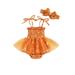 Licupiee Newborn Infant Baby Girl Halloween Clothes Pumpkin Romper Tutu Frill Onesie Cotton Jumpsuit with Headband Outfit