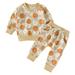 Rovga Outfit For Children Toddler Kids Boys Girls Outfit Pumpkins Prints Long Sleeves Sweatershirt Tops Pants Pajams 2Pcs Set Outfits