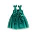 Herdignity Summer Tulle Dress Solid Color Boat Neck One-piece with Bowknot