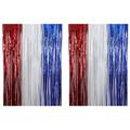 Foil Fringe Curtains - 2 Packs Sparkle Metallic Curtains Party Photo Booth Decor-RED WHITE BLUE