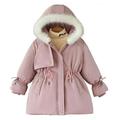 Girls Hooded Jacket Coat Christmas Gift Baby Girls Hooded Cotton Coat with Thick Lining Winter Light Jacket for Kid Single Breasted Trench Coat Dress Outerwear Save Big