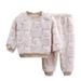 KDFJPTH Toddler Outfits Children S Baby And Pajamas Boys Jacquard Homewear Girls Fuzzy Warm Two Piece Clothes Set