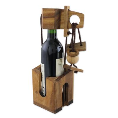 Don't Break The Bottle,'Wood Puzzle and Wine Bottle Holder from Thailand'