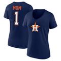 Women's Fanatics Branded Navy Houston Astros Mother's Day #1 Mom V-Neck T-Shirt