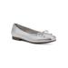 Wide Width Women's Bessy Casual Flat by Cliffs in Silver Metallic Smooth (Size 6 W)