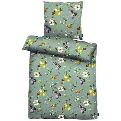 Bettwäsche APELT "Limone Gots", blau (petrol), B/L: 135cm x 200cm, , Mako-Satin, B/L: 80cm x 80cm, Mako-Satin, Obermaterial: 100% Baumwolle, Bettwäsche, Bio-Baumwolle, Pflegeliecht Image