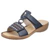 Pantolette RIEKER, Damen, Gr. 37, blau (dunkelblau), Leder, Lederimitat, kontrastfarbene Details, klassisch, Schuhe, Keilabsatz, Sommerschuh, Schlappen mit praktischem Klettverschluss