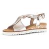 Sandalette GABOR "GENUA", Damen, Gr. 43, gold (goldfarben), Glattleder, metallic, klassisch, Schuhe, Keilabsatz, Sommerschuh, Riemchensandale in Komfortweite G (=weit)