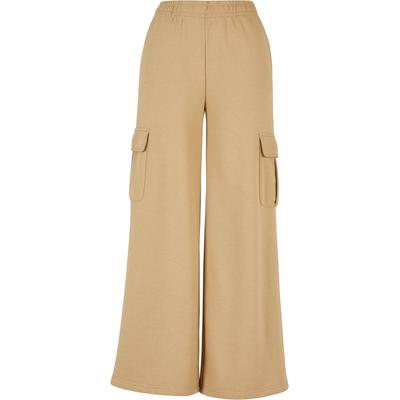 Cargohose URBAN CLASSICS "Urban Classics Damen Ladies Highwaist Wide Leg Cargo Terry Pants", Damen, Gr. S, US-Größen, beige (unionbeige), 65% Baumwolle, 35% Polyester, unifarben, loose fit, Hosen Image