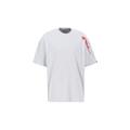 T-Shirt ALPHA INDUSTRIES "ALPHA Men - T-Shirts Flock Logo T" Gr. L, grau (pastel grey) Herren Shirts T-Shirts