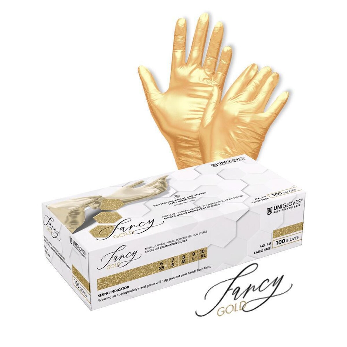 Unigloves Einweghandschuhe Fancy Gold - puderfrei - Gr. L - 1000 Nitrilhandschuhe Image