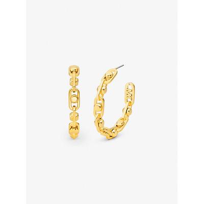 Michael Kors Astor Medium Precious Metal-Plated Brass Link Hoop Earrings Gold One Size