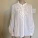 Free People Tops | Free People Carter Dobby, Embroidered Lace Collar Shirt Button Down,Size Large | Color: White | Size: L