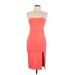 Forever 21 Casual Dress - Party Strapless Sleeveless: Orange Solid Dresses - New - Women's Size Large