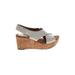 Clarks Wedges: Gray Solid Shoes - Women's Size 9 - Open Toe