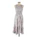 Rebecca Taylor Casual Dress - Midi High Neck Sleeveless: Gray Dresses - Women's Size 8