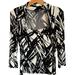 Nine West Tops | Nine West Blouse Size Medium Black White Stretch Sleeves 3/4 Women Blouse | Color: Black/White | Size: M