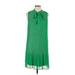 DKNY Casual Dress - Shift High Neck Sleeveless: Green Solid Dresses - Women's Size 10