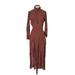 Topshop Casual Dress - Shirtdress High Neck 3/4 sleeves: Brown Dresses - Women's Size 4