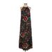 Ann Taylor LOFT Casual Dress - A-Line High Neck Sleeveless: Teal Floral Dresses - Women's Size X-Small Petite