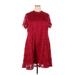 Torrid Cocktail Dress - A-Line Crew Neck Short sleeves: Burgundy Print Dresses - Women's Size 3X Plus