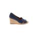 G.H. Bass & Co. Wedges: Blue Solid Shoes - Women's Size 9 - Open Toe