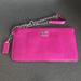 Coach Bags | Coach Fuschia Pink Leather Wristlet Silver-Tone Chain Fuschia Pink Leather Strap | Color: Pink | Size: 7.25” X 4”