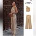 Zara Pants & Jumpsuits | New Zara Toffee Stripe 2-Piece Matching Set One Shoulder Top & Trouser Pants S | Color: Cream/Tan | Size: S