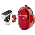SIGMA SPORT - LED Fahrradlicht Set Aura 60 und Infinity | StVZO zugelassenes, akkubetriebenes Vorderlicht und Rücklicht & Nugget II Fahrradbeleuchtung, Rot, One Size