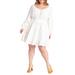 Plus Size Women's Puff Sleeve Linen Mini Dress by ELOQUII in Pearl (Size 22)
