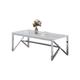 Table Basse majestique Chrome verre effet Marbre Blanc 120x60x45 cm