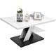 Sjlerst - Rubberskin Table Basse Salon Blanche et Noir avec étagère, Table Centrale Blanche Moderne