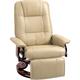 Homcom - Fauteuil relax inclinable repose-pied réglable pivotant 360° bois synthétique crème - Crème