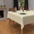 Nappe festive carrée anti-tâches en pur coton 180x180 cm celeste argent, par Soleil d'Ocre - Ecru