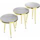 Set de 3 tables d'appoint rondes gigognes marbre blanc or - Blanc