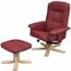 HHG - jamais utilisé] Fauteuil relax /de relaxation M56 avec pouf, simili-cuir, bordeaux - red