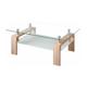 Table basse en verre transparent, pieds en chêne Kendra 100 cm (largeur) x 43 cm (hauteur) x 60 cm