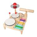 Amagogo Drum Xylophone Toy Musical Table Motor Skill Educational Toy, Baby Drum Set Wooden Xylophone Musical Toy for Birthday Gift
