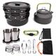 Outdoor Cookware Tableware Outdoor Picnic Cooker Camping Hiking Backpack Cooking Stove Pot Combination Pan Set with for Outdoor Camping Hiking Picnic (Color : Green) (Black)