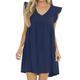 Womens Summer Sleeveless Mini Dress Casual Loose V Neck Sundress with,Summer Dresses for Women (Dark blue,XL)