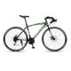 TiLLOw Adult Bicycle, Road Bike 21/24/27/30 Speed, 700C Wheels, Racing Fork Double Disc Brake, Road Bicycle Racing (Color : BLACK-GREEN, Size : 24-SPEED_30MM)