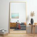 CASSILANDO 165 x 60 cm Standing Mirror, Floor Large Mirror, Standing Mirror, Against Wall for Bedroom, Cladding and Wall Mounted Thin Frame Mirror, Gold